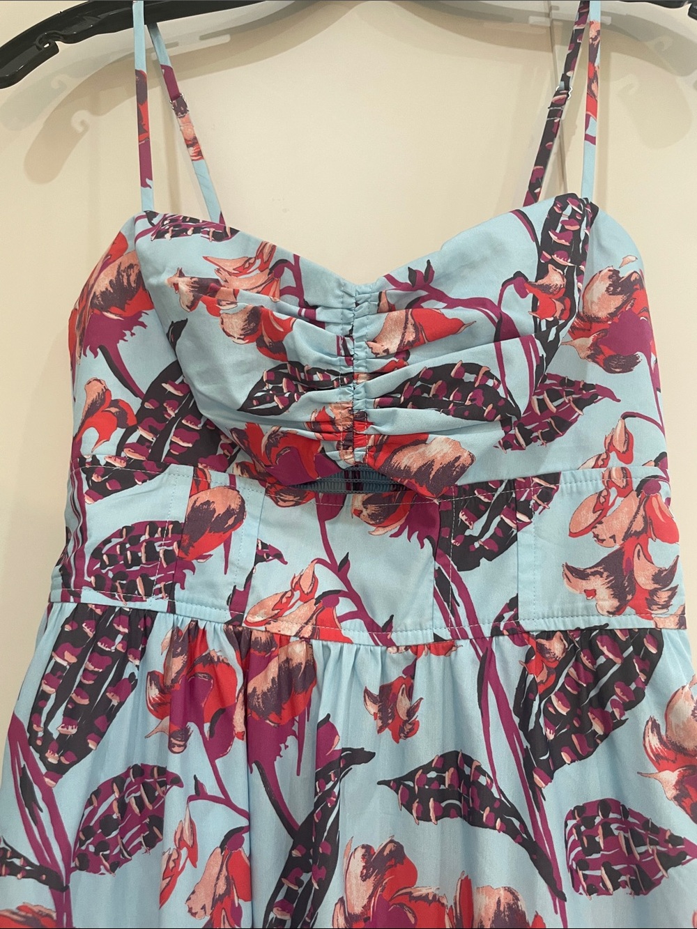 A.L.C. Sky Blue Floral Maxi Dress with Pink & Purple Accents
